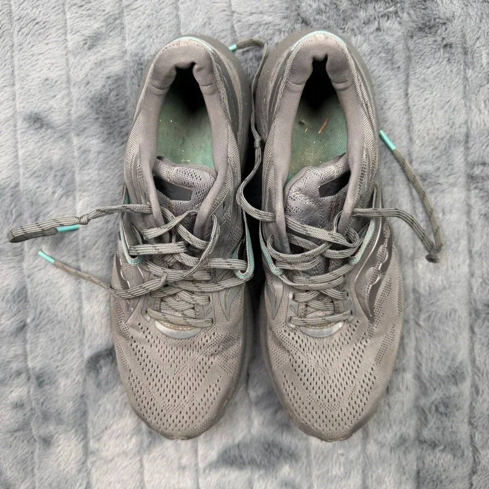 Saucony Triumph 20 Mens Grey Teal Running Shoes S20759-101 Size 9